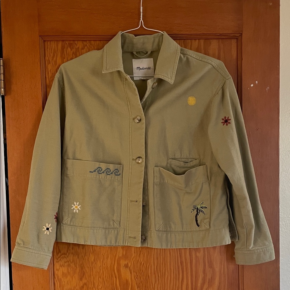 Madewell Khaki Embroidered Utility Jacket
